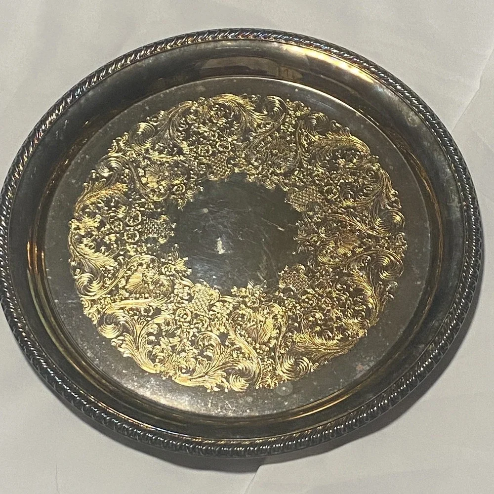 Vintage‎ William Rogers 171 Silver plated brass Serving Tray 1900-1940s 12.5